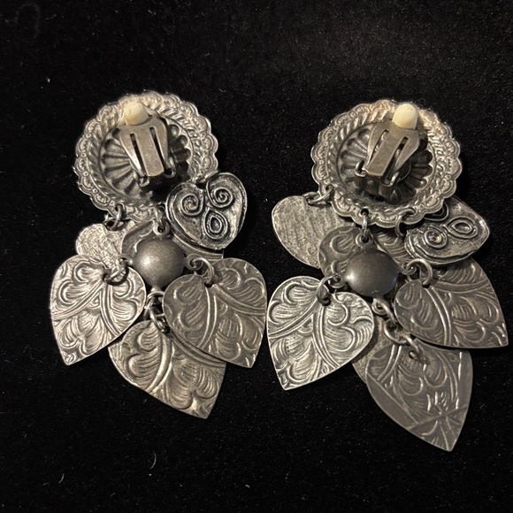 Heart Concho Waterfall Cha Cha Earrings Pressed Hearts - Picture 3 of 12